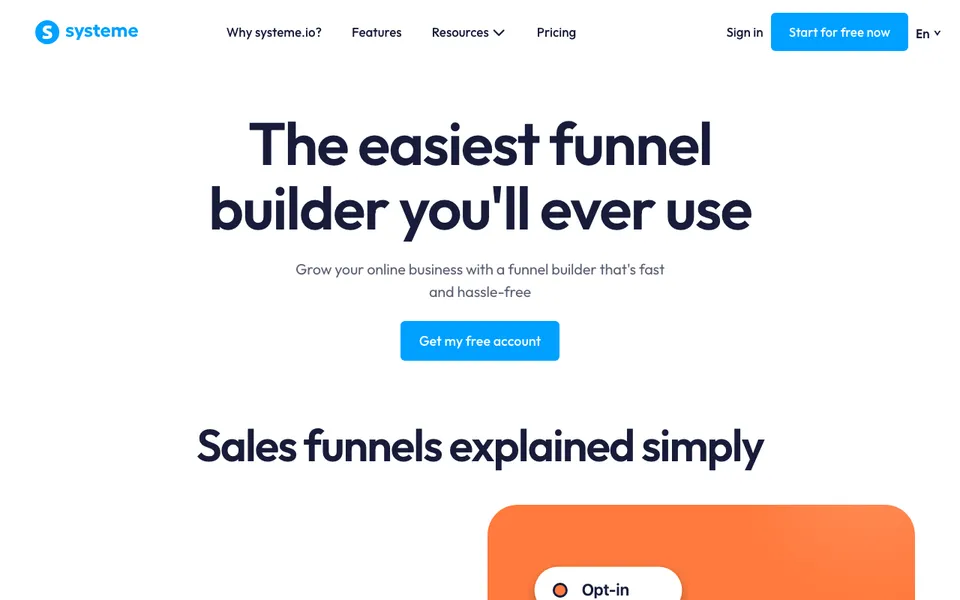 systeme.io sales funnel builder, the first tool this systeme.io tutorial sets up